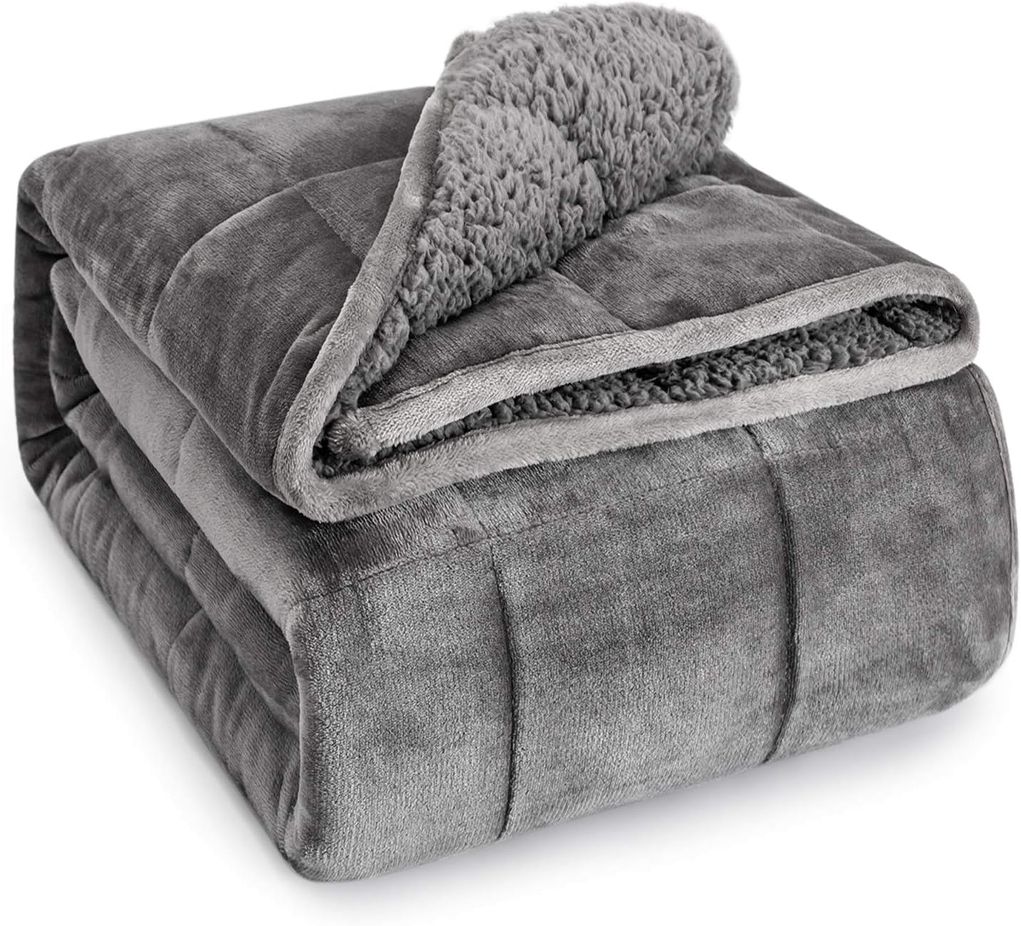 Sherpa Fleece Weighted Blanket (15 lb, Queen)