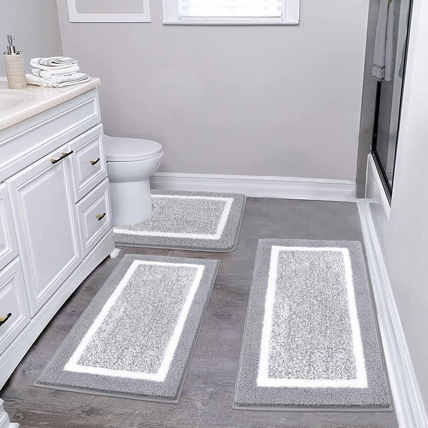 3 Piece Bathroom Rug Set