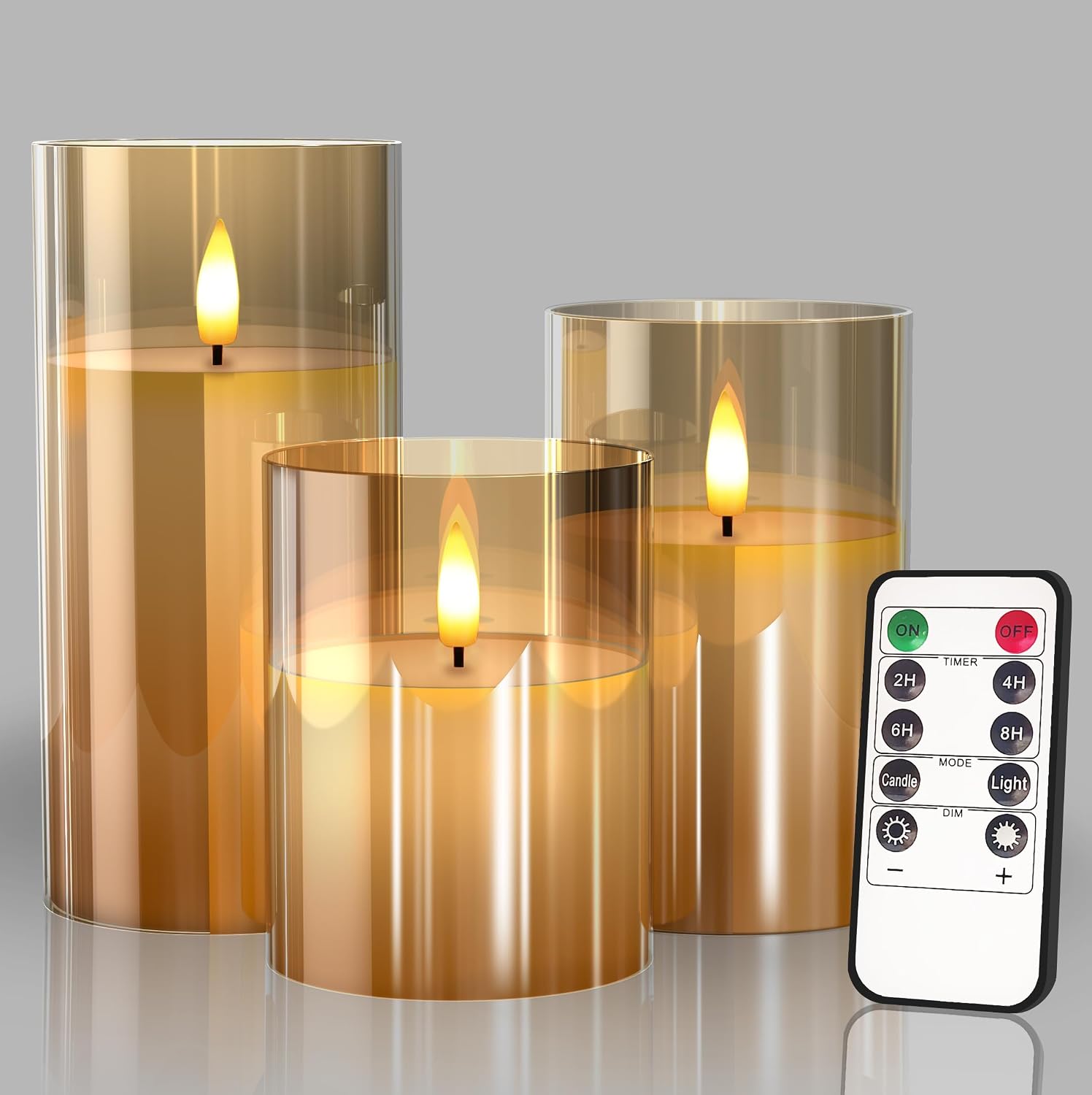 Glass LED Flameless Candles with Remote