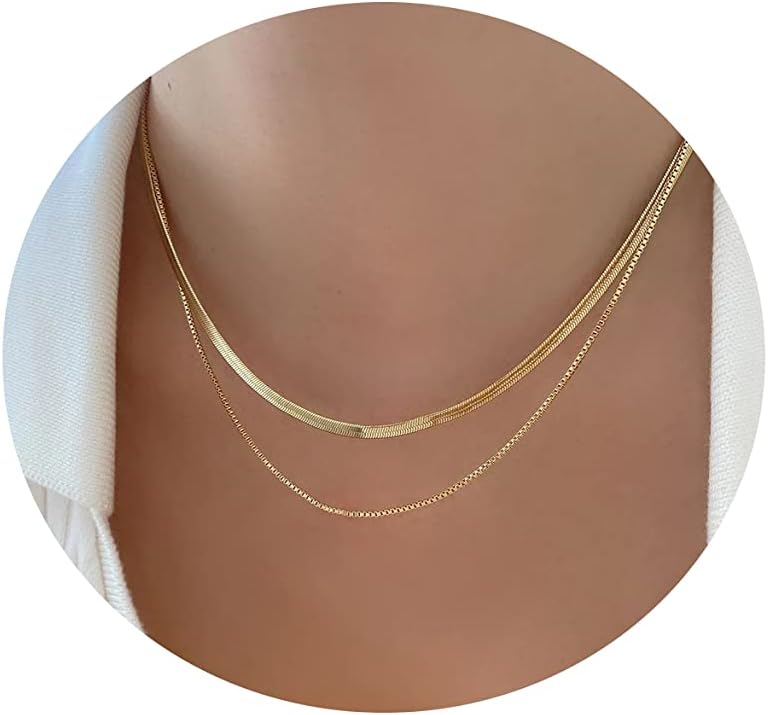 18K Gold Plated Herringbone Necklace