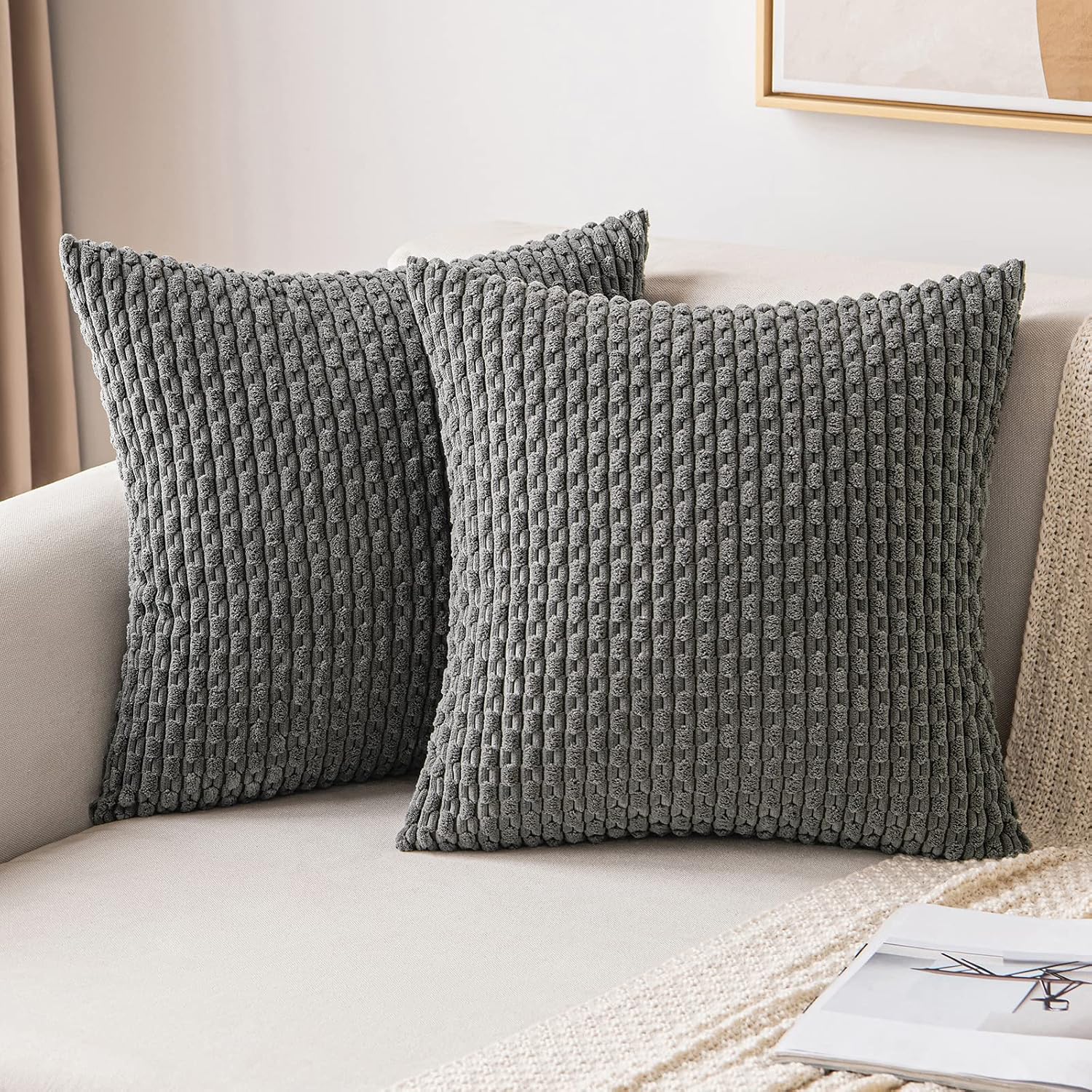 Corduroy Throw Pillow Covers (2)