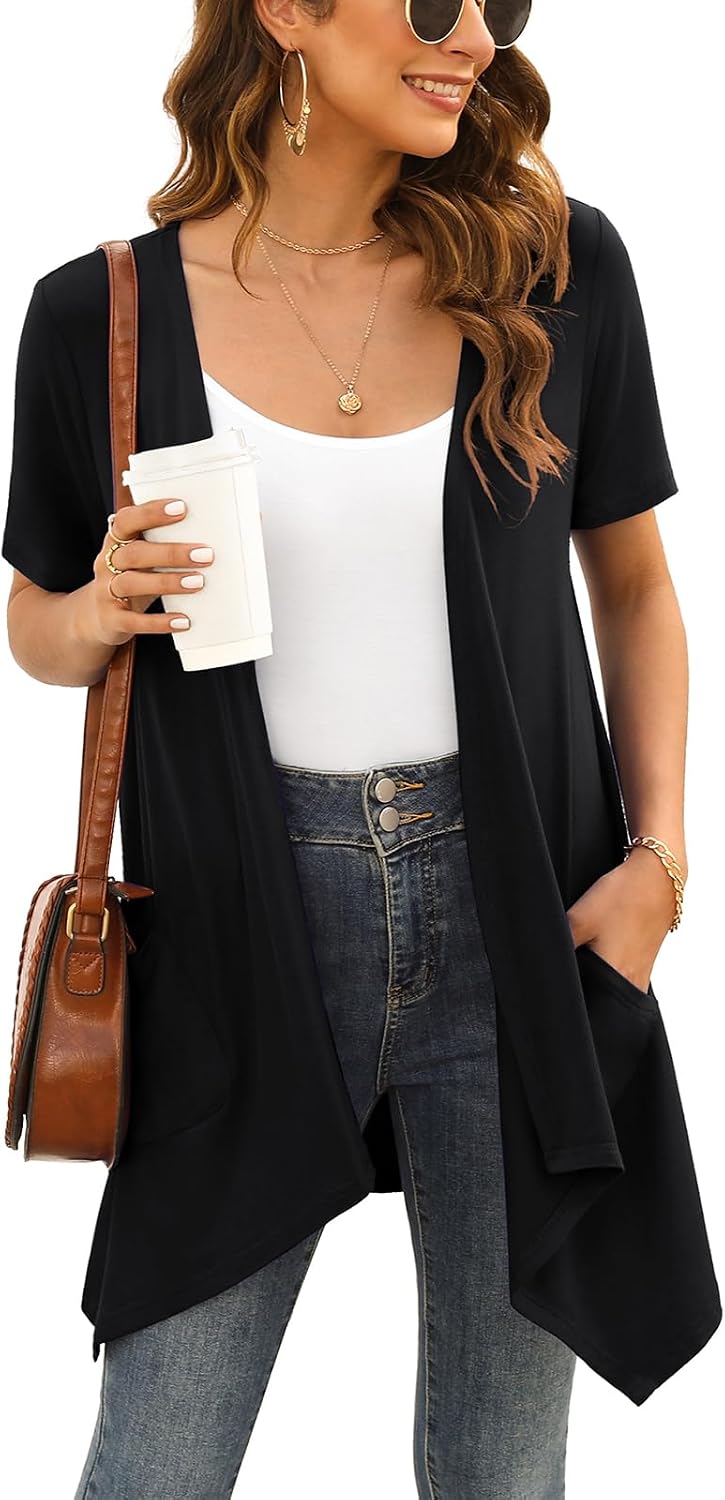 Open Front Short Sleeve Cardigan