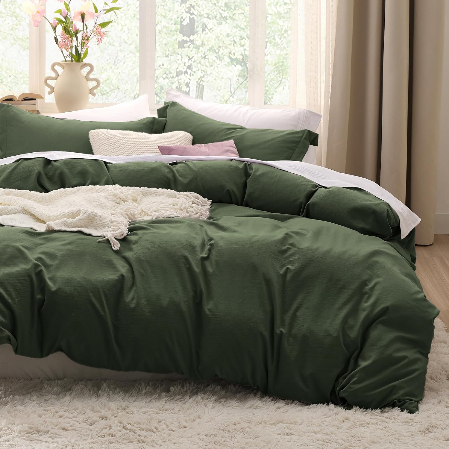 King Duvet Cover Set, Olive Green