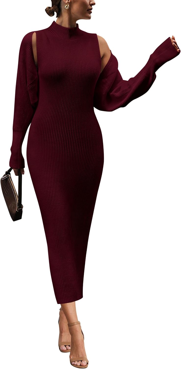 Women's 2 Piece Ribbed Knit Sweater Dress Set
