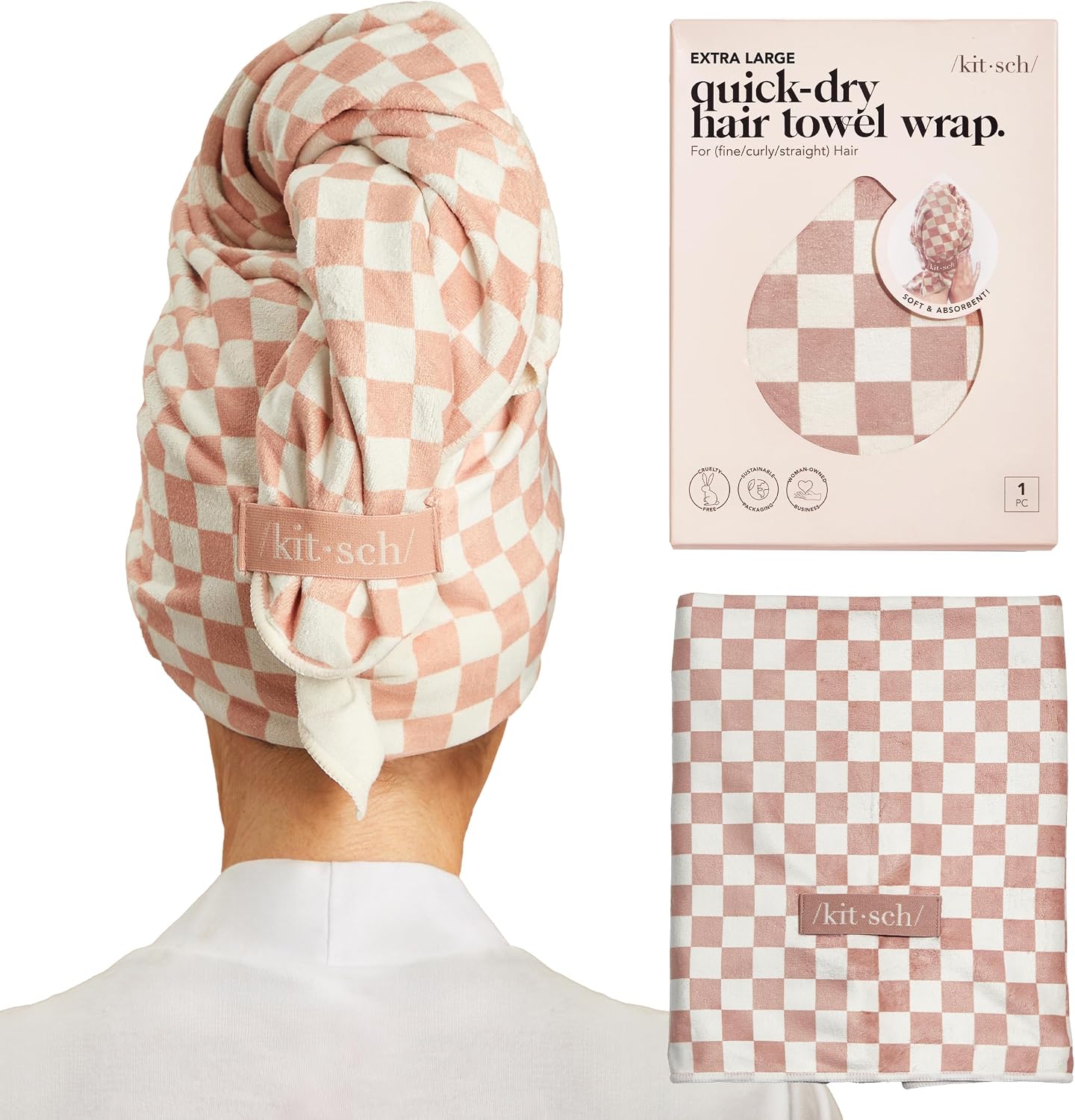 XL Plush Microfiber Hair Towel Wrap