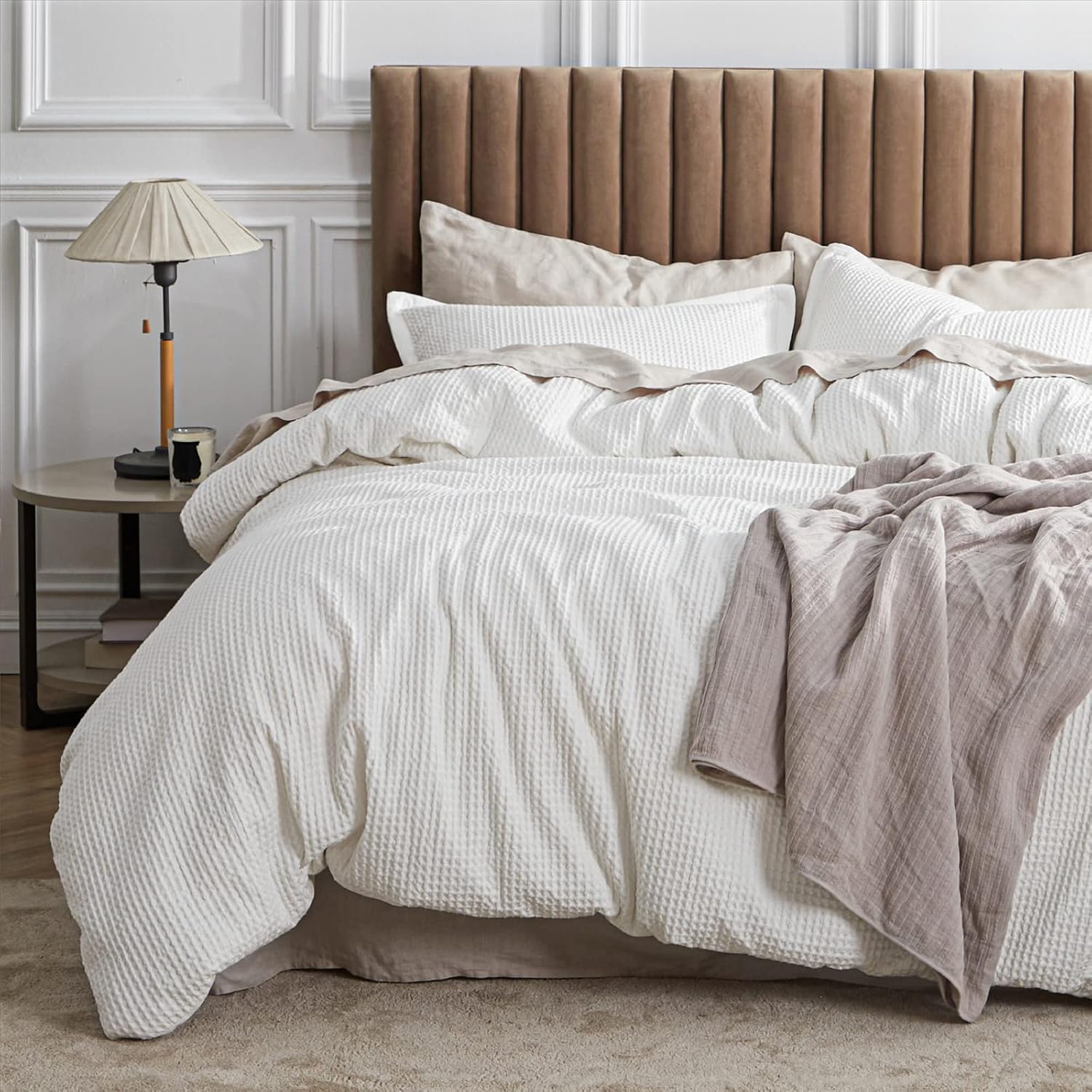 100% Cotton Waffle Duvet Cover Set