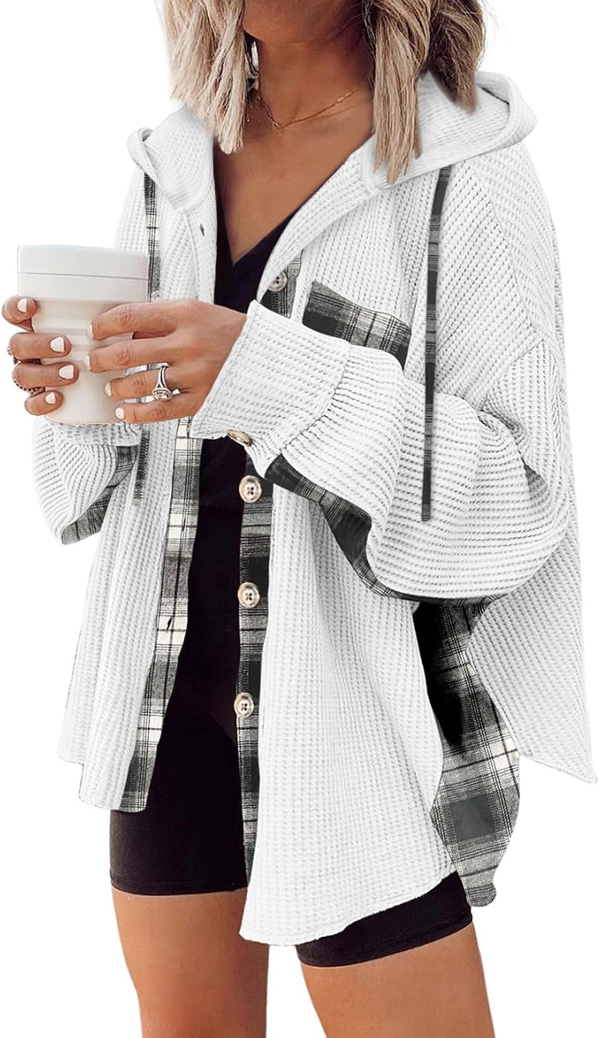 Waffle Knit Button-Down Shacket