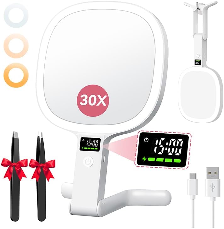 Lighted 30X Magnifying Makeup Mirror