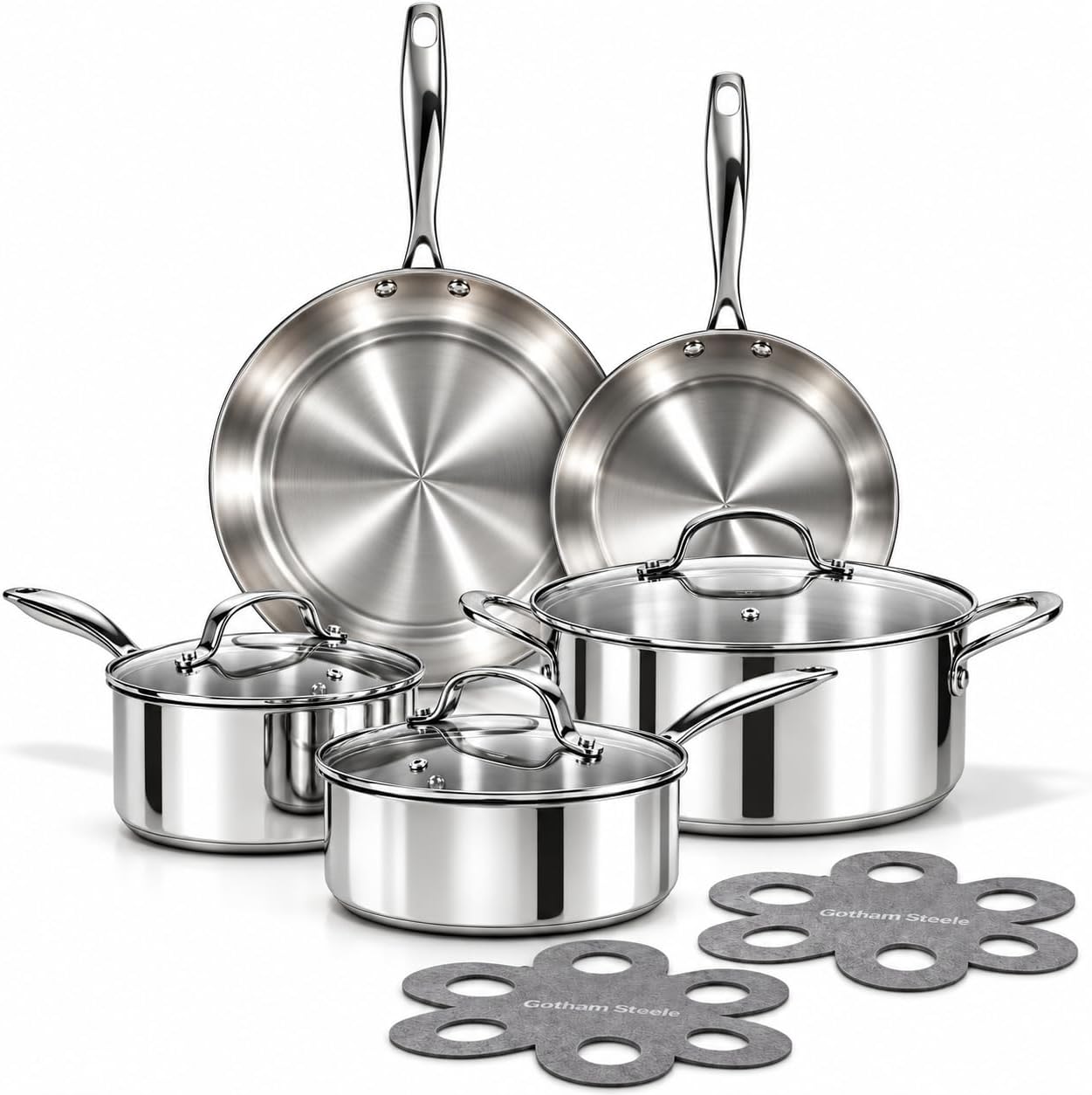 10 Pc Tri-Ply Stainless Cookware Set