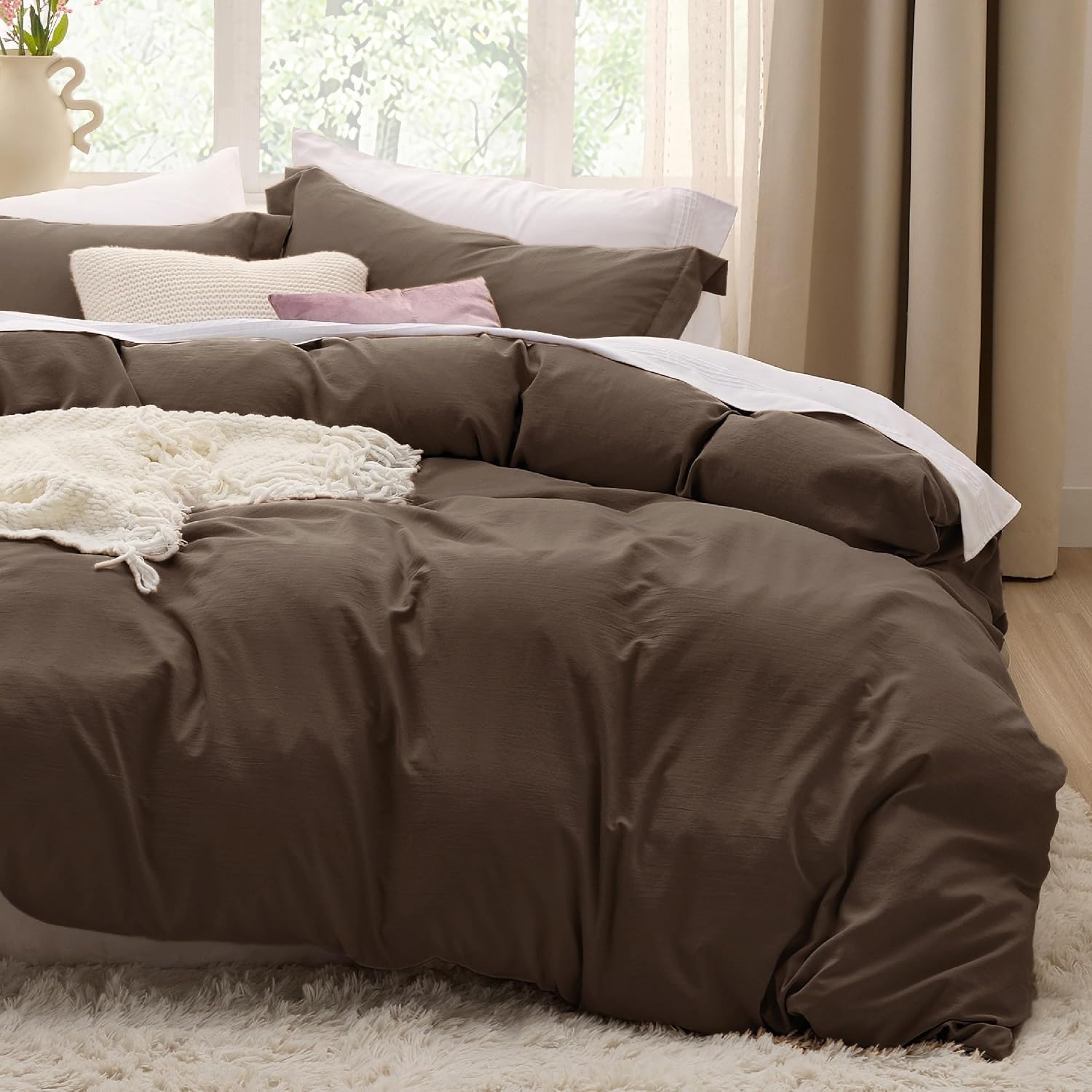 Brown Duvet Cover Set, Oversized King